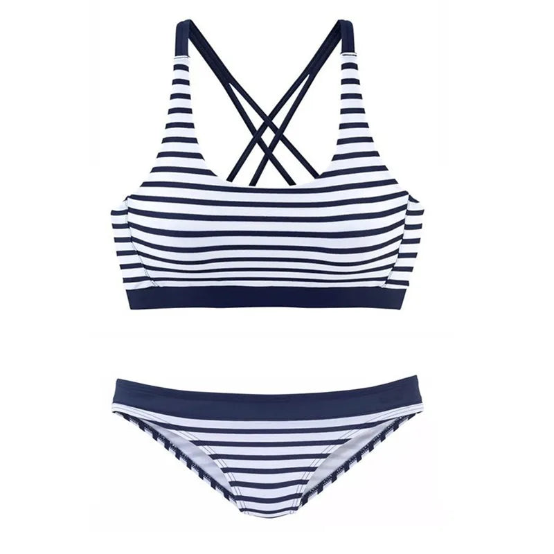 2023 New Sexy Striped Beach Bikinis Set Women Swimwear Push Up Swimsuit Female Bathing Suits Bikini Girls Pool Swimming Suit