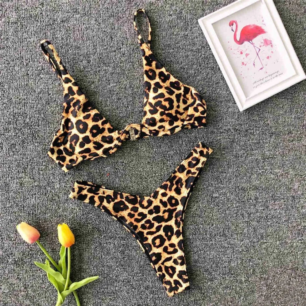 Neon Green V-bar Underwire Bikini 2025 Female Swimsuit Women Swimwear Two-piece V shape Wire Bikini set Bather Bathing Suit K439