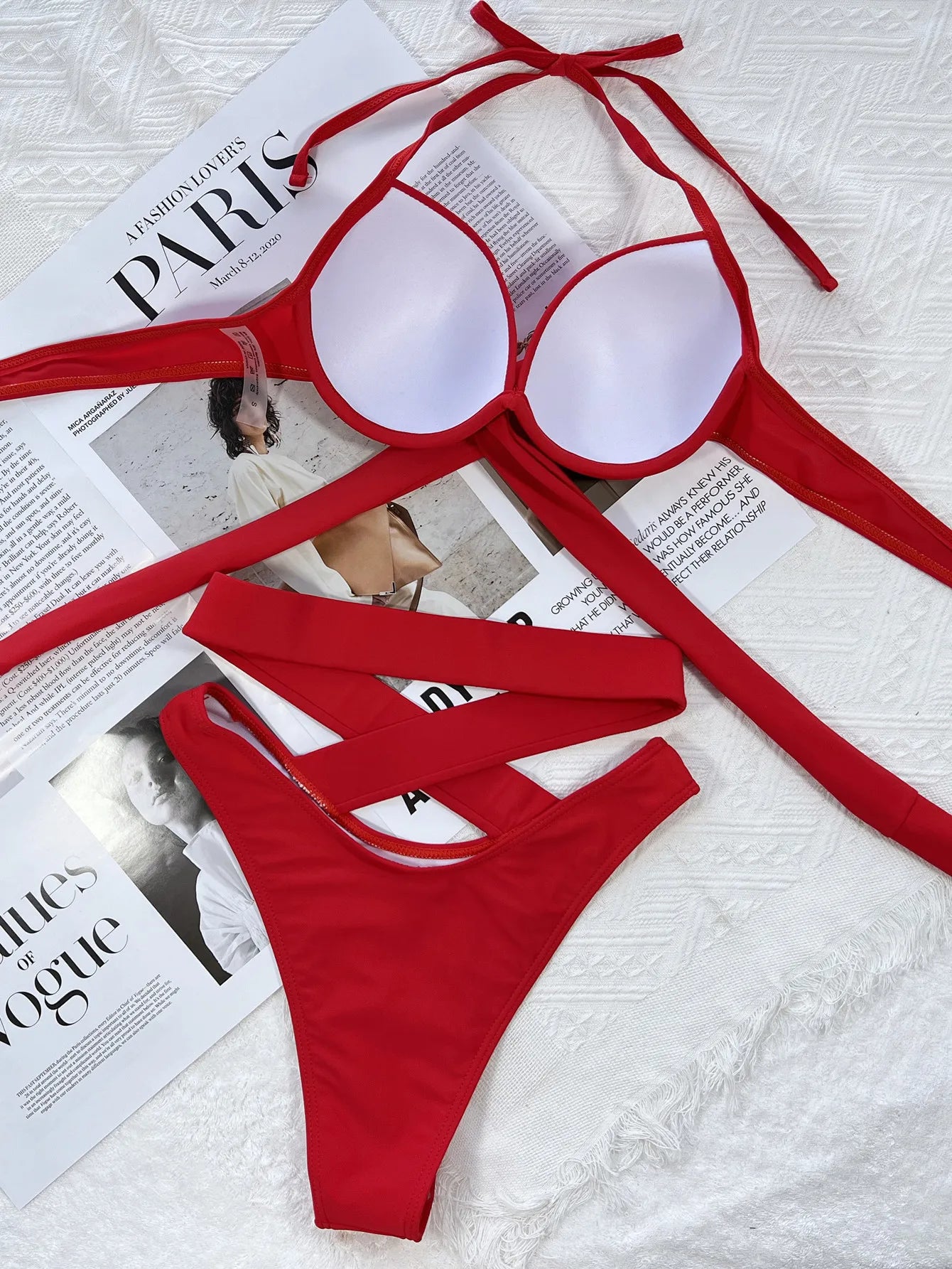 Sexy Red Black Bikinis Sets 2025 Women Criss Cross Bandage Swimwear Biquini Summer Push Up Beach Hollow Out High Waist Swimsuit