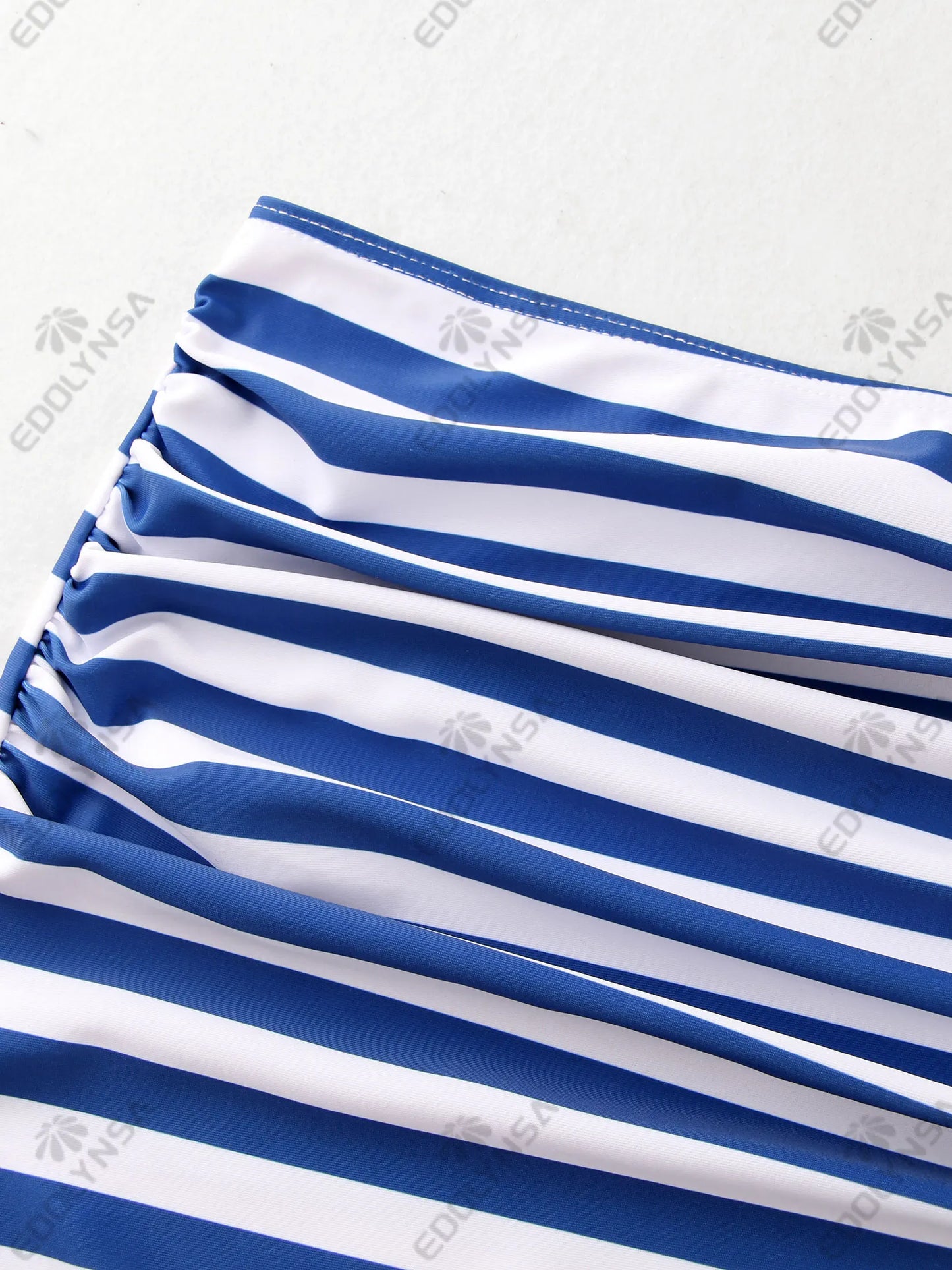 Striped 3 Piece Bikini O Ring Swimsuit with Mini Skirt Beach Cover up Block Color Bathing Suit 2025 New Monokini Beachwear K170