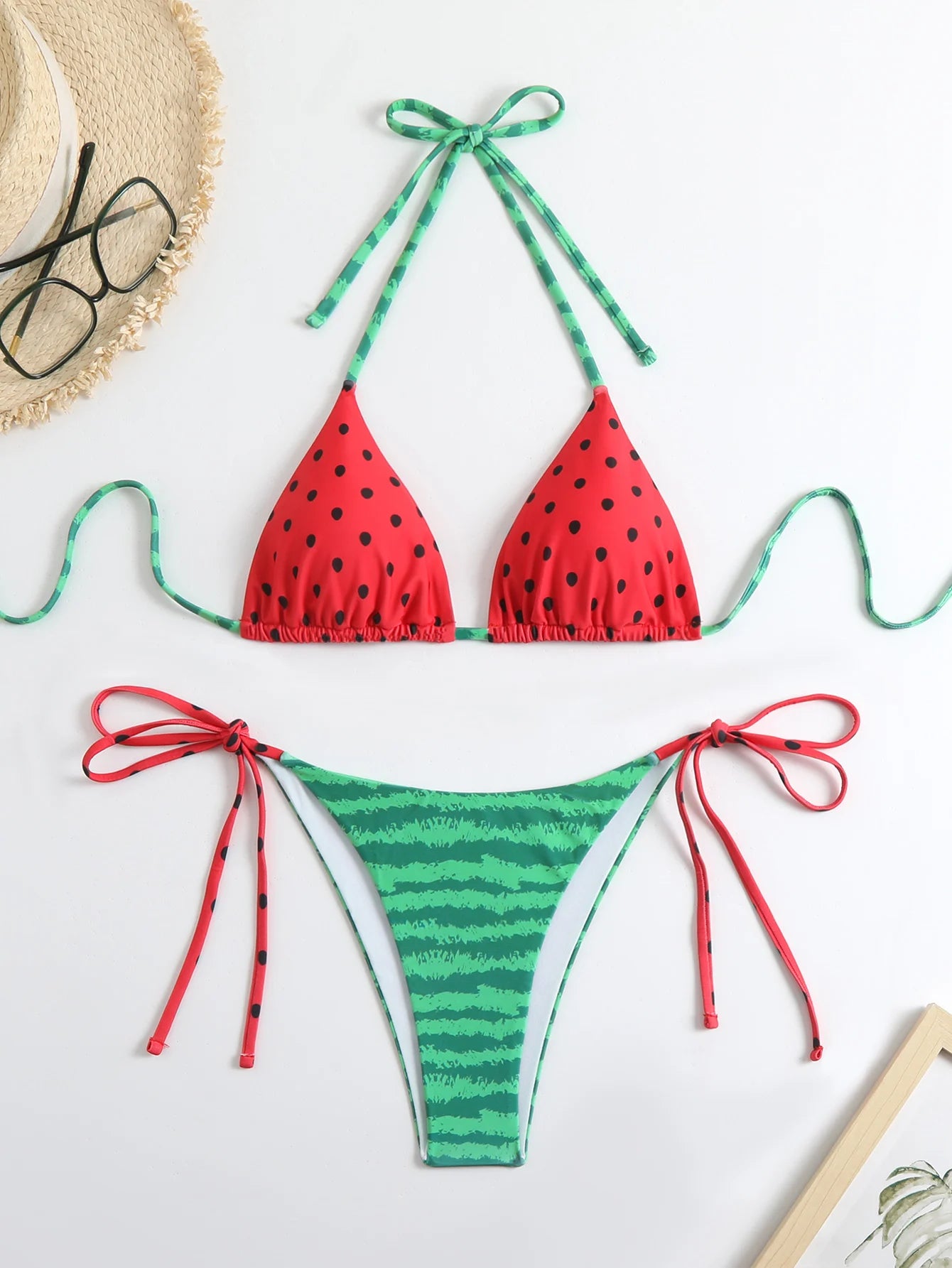 Triangle String Bikinis 2026 Halter Swimsuit Women Watermelon Sexy Swimwear Female Bathers Bathing Swimming Swim Suit Beachwear