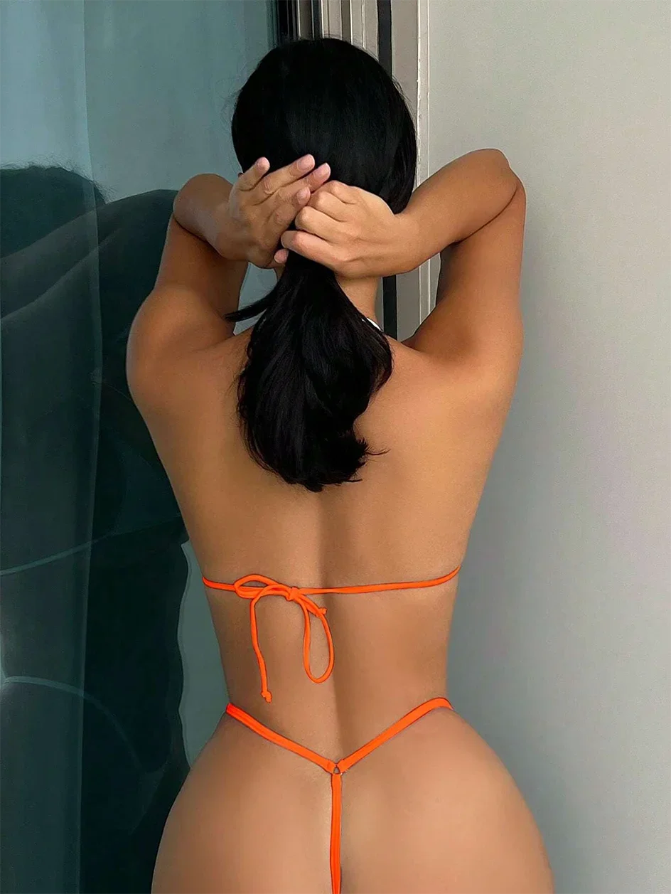 Sexy Micro Bikini 2024 Women Swimsuit Female Swimwear Mini Thong Bikinis Set Halter Biquini Beach Wear Swimming for Bathing Suit