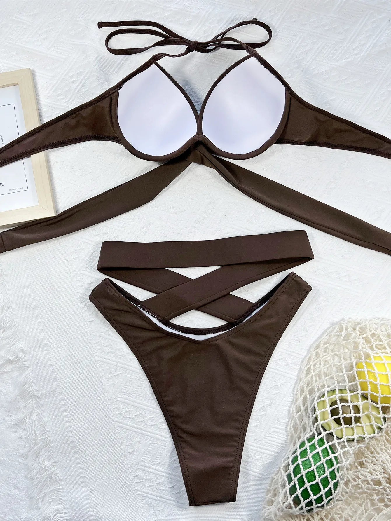 Sexy Red Black Bikinis Sets 2025 Women Criss Cross Bandage Swimwear Biquini Summer Push Up Beach Hollow Out High Waist Swimsuit