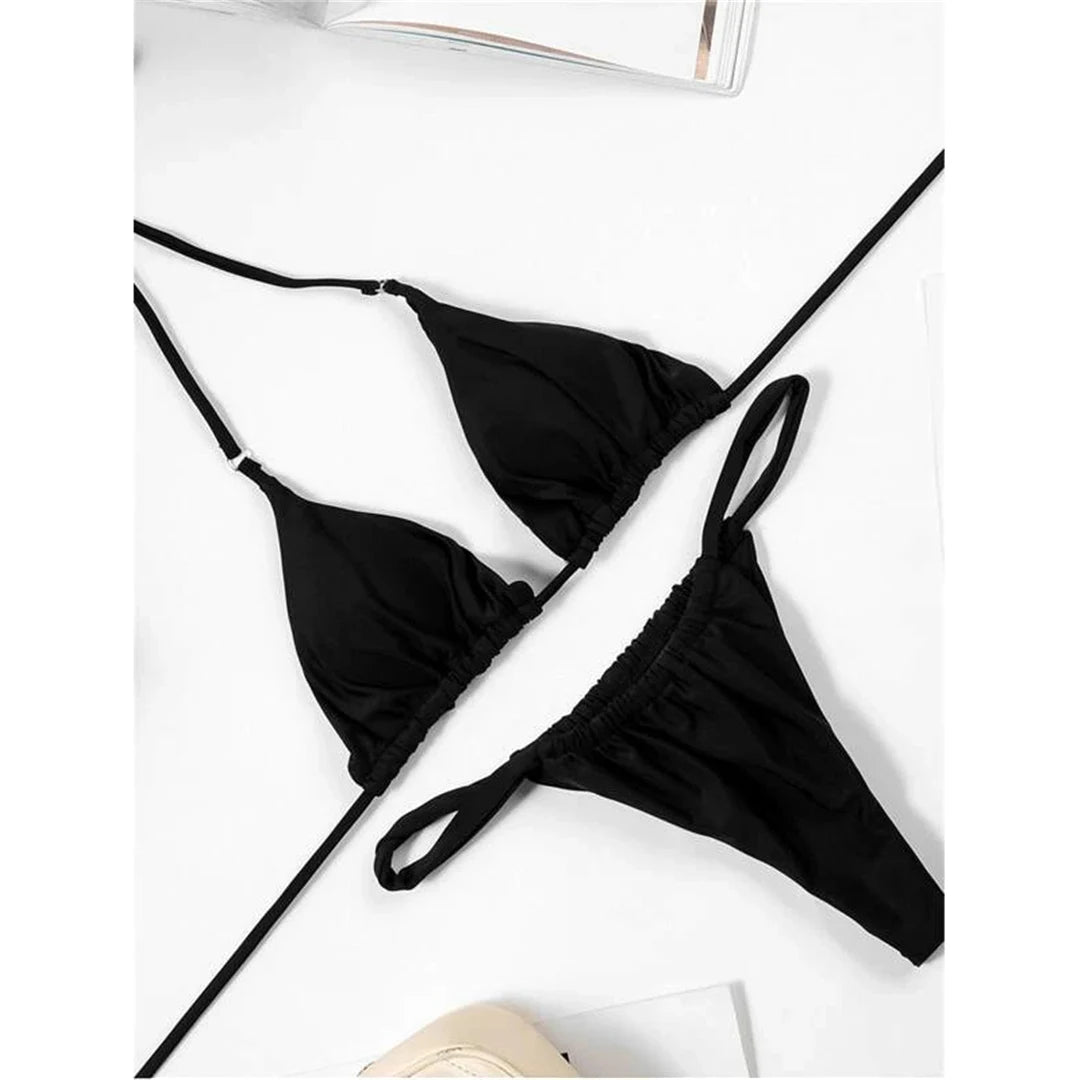 14 Colors Halter High Leg Cut Bikini Women Swimwear Female Swimsuit Two-pieces Bikini set Bather Bathing Suit Swim Lady V4010