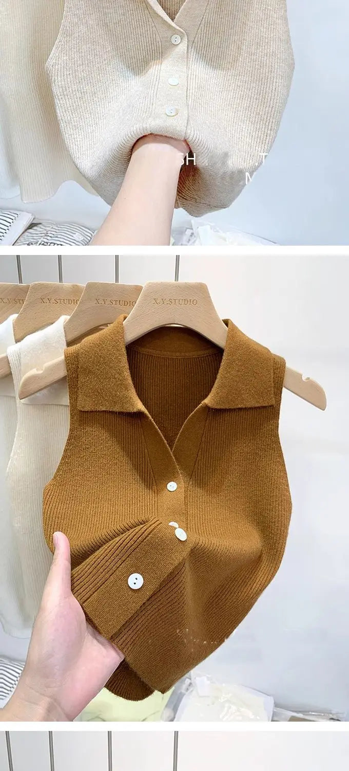 Spice Girls Wear Camisole Women Autumn and Winter Underwear Polo Tank Top Sleeveless Cropped Knit Sweaters Vests