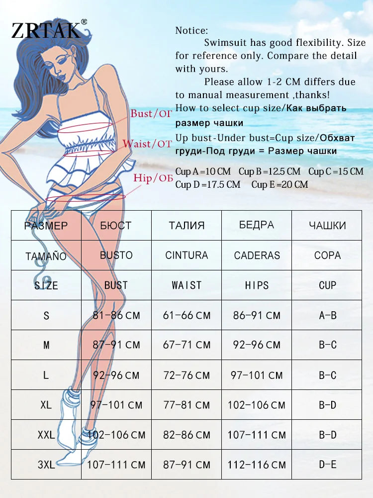 ZRTAK Sexy Bandeau Bikinis for Women Striped Swimwear Beachwear Bathing Suit Biquinis High Cut Bikini Sets Push Up Swimsuit