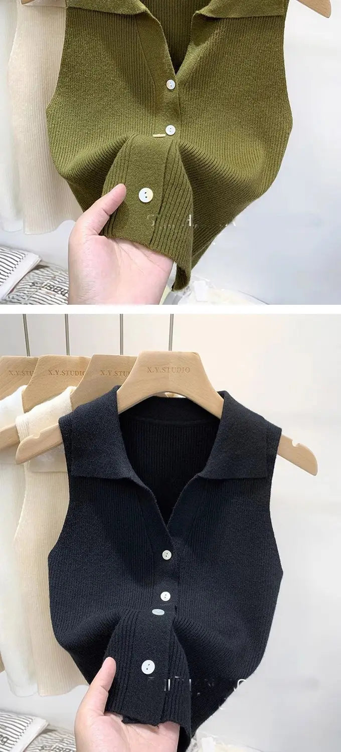 Spice Girls Wear Camisole Women Autumn and Winter Underwear Polo Tank Top Sleeveless Cropped Knit Sweaters Vests